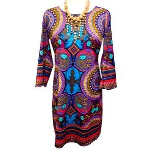 Aryeh Vibrant Multi Colored Print Shift Dress